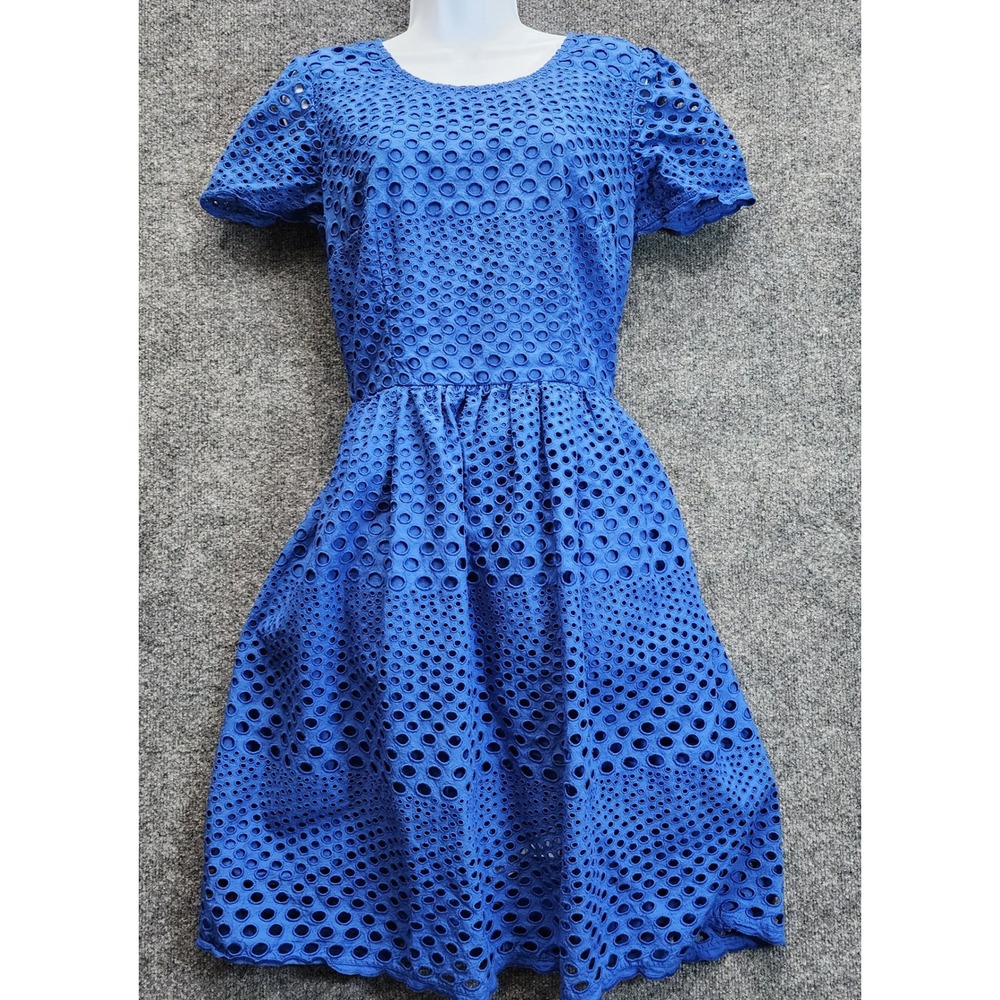 Boden Women Cotton Eyelet Fit Flare Scalloped Eyelet Garden Party Dress 10 Long
